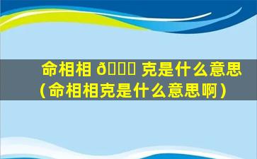 命相相 🐕 克是什么意思（命相相克是什么意思啊）